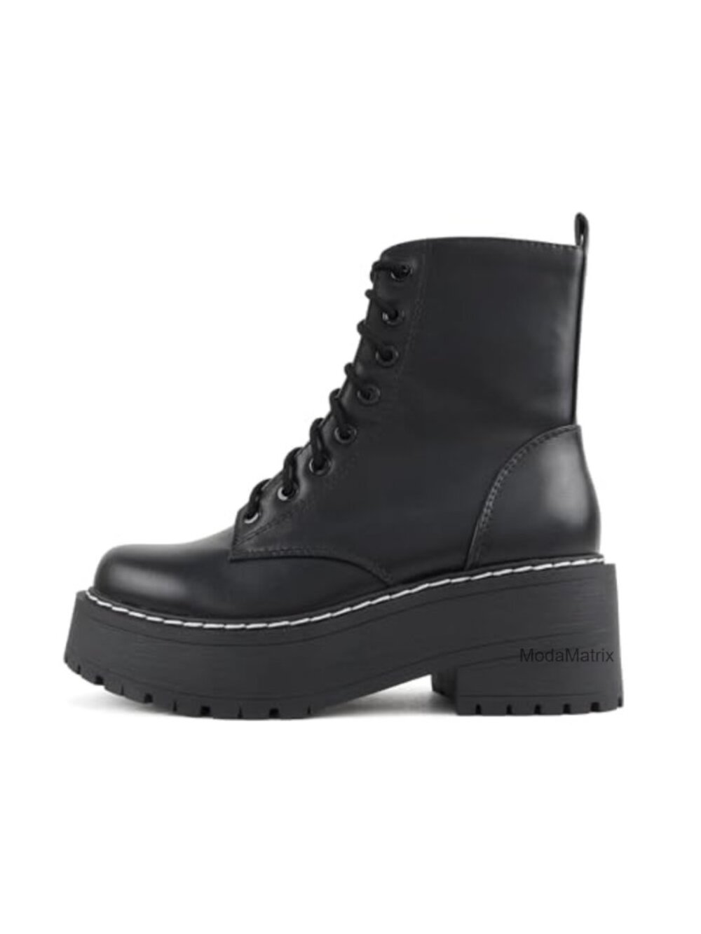 Soda FLING Women Chunky Lug Sole Lace Up Combat Ankle Boot w Side Zipper